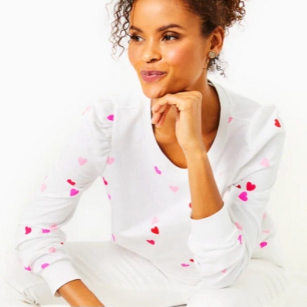 Lilly Pulitzer Sweatshirt L White Lots Of Love